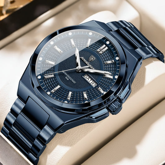 Full Calendar Sport Watch – Luminous Dial with Hidden Clasp Bracelet