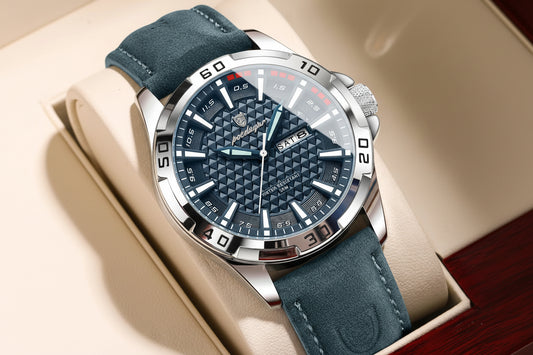 Large Arabic Dial Watch – Full Calendar with Leather Strap