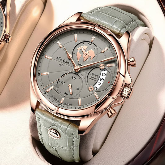 Chronograph Date Watch – Leather Strap with Numberless Dial