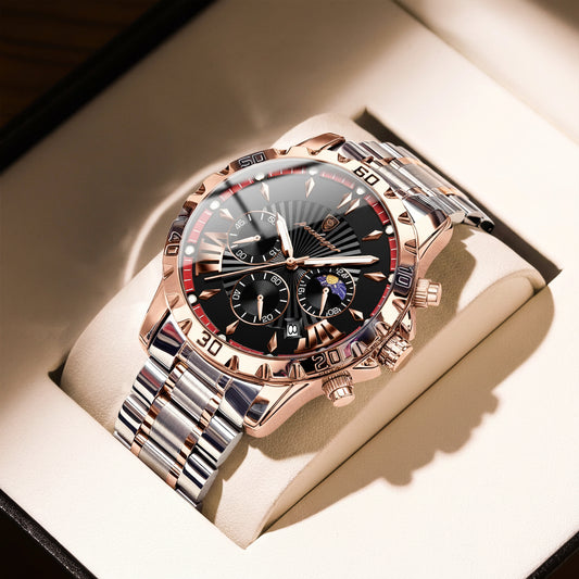 Luxury Chronograph Watch – Sapphire Crystal with Numberless Dial & Hidden Clasp