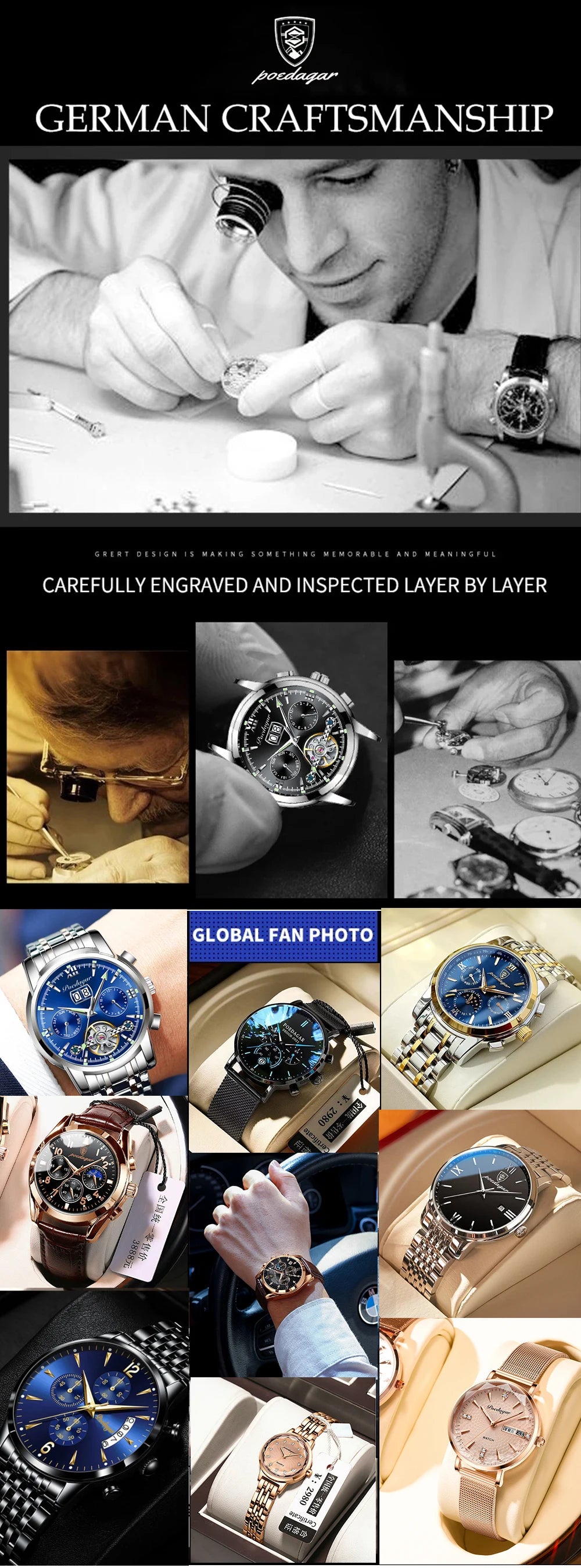 Chronograph Watch with Multiple Time Zone – Leather Strap & Sapphire Crystal