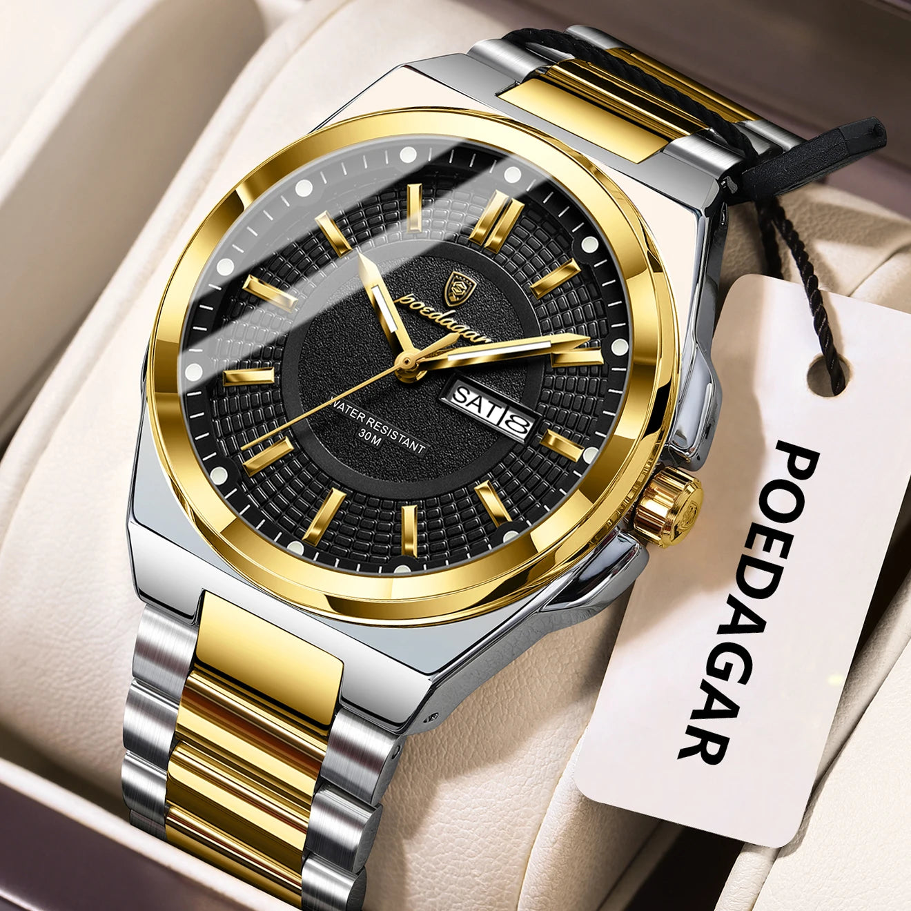 Full Calendar Sport Watch – Luminous Dial with Hidden Clasp Bracelet
