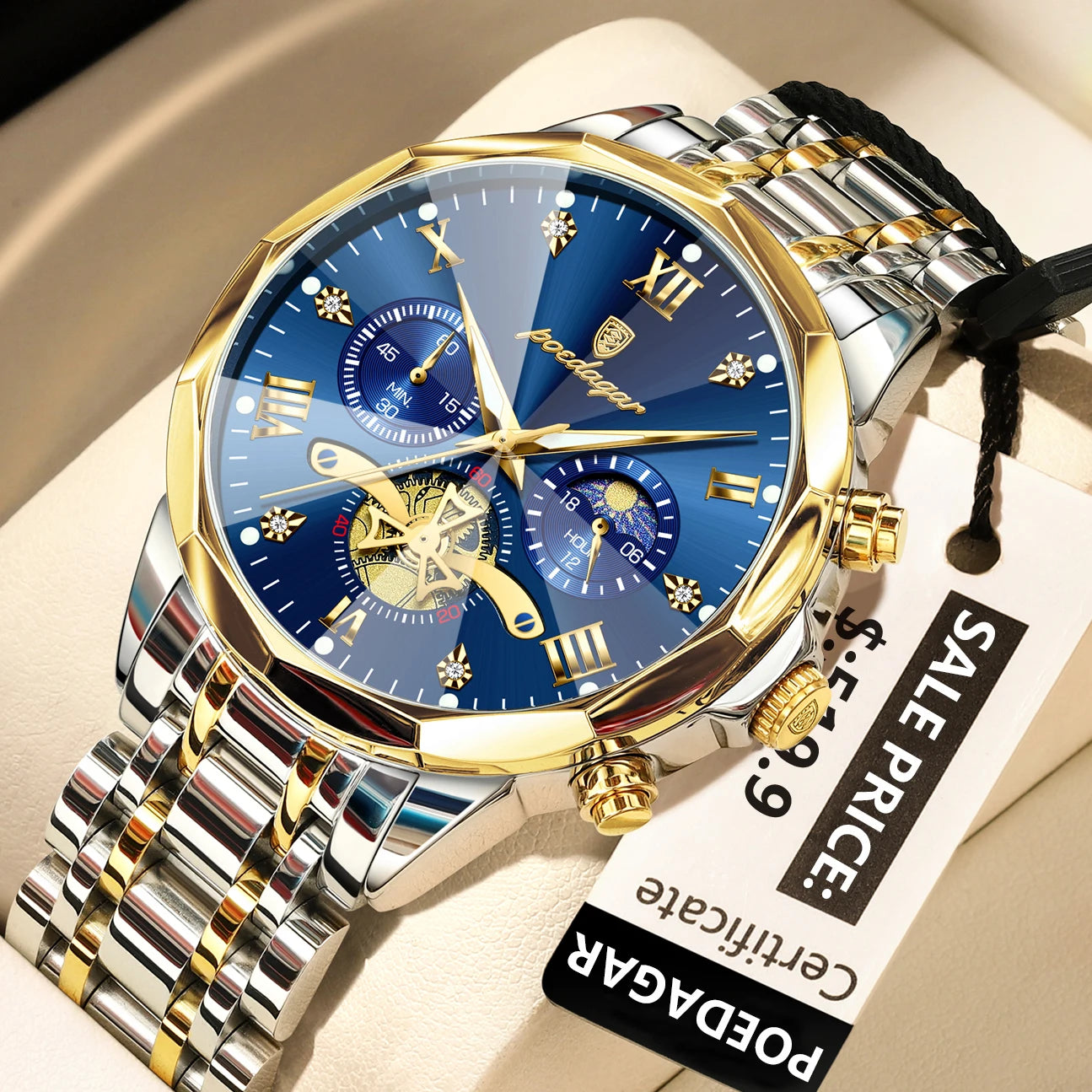 Premium Men's Chronograph Watch – Stainless Steel, Luminous, 3Bar Water‑Resistant