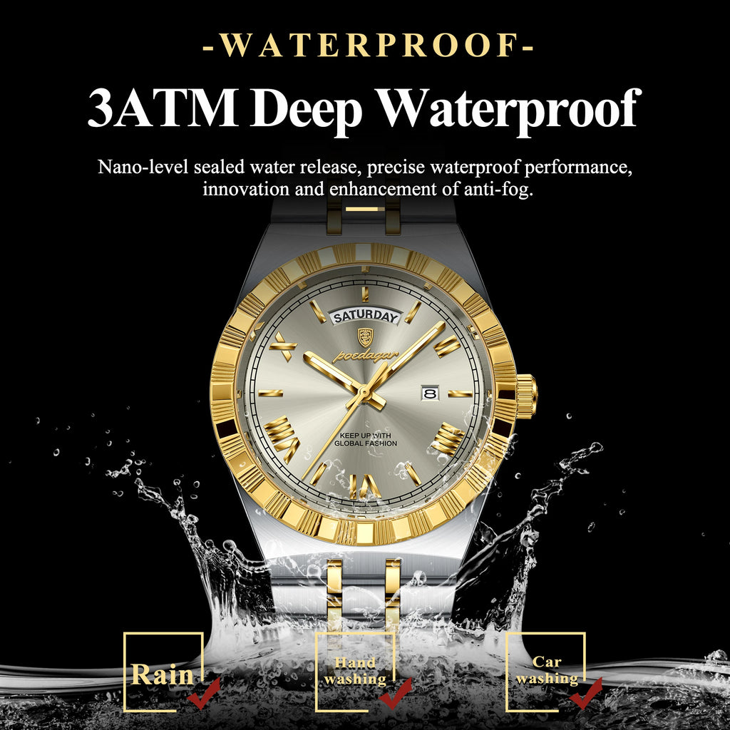 Full Calendar Business Watch – Roman Numeral Dial with Hidden Clasp