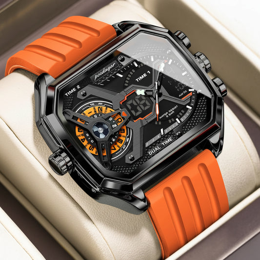 LED Chronograph Sport Watch – Dual Time & Alarm with Silicone Strap