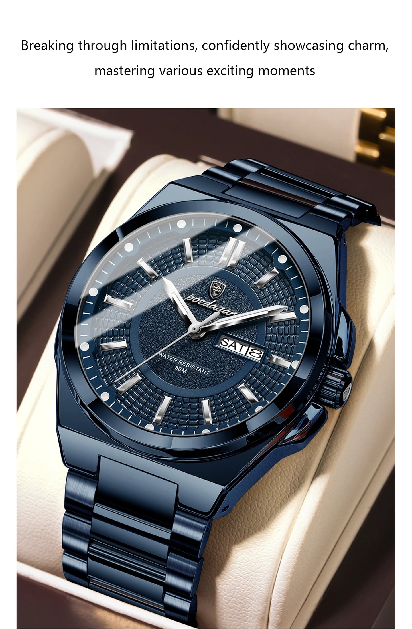 Premium Men's Chronograph Watch – Stainless Steel, Luminous, 3Bar Water‑Resistant