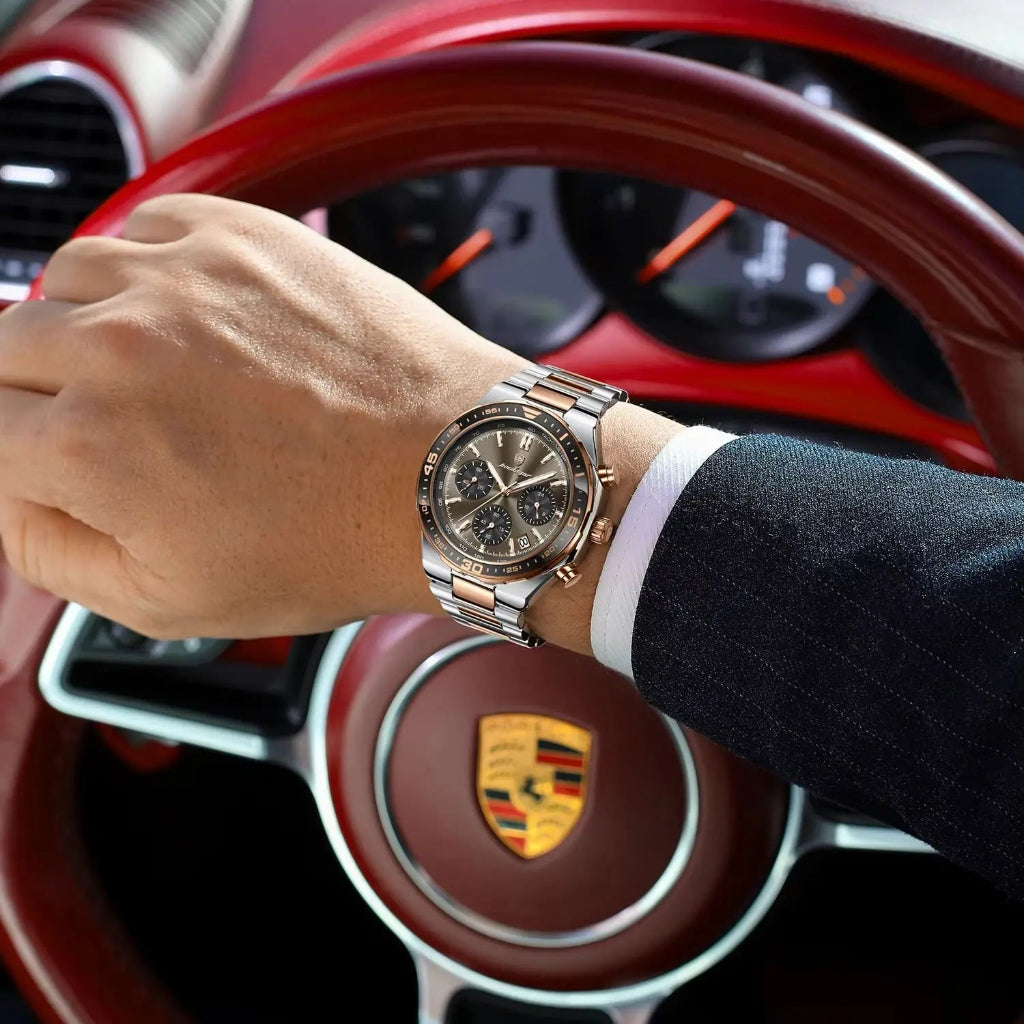 Business Chronograph Watch – Stainless Steel, Luminous Dial, Date Display