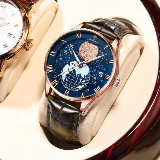 Roman Numeral Full Calendar Watch – Stainless Steel Bracelet with Stopwatch