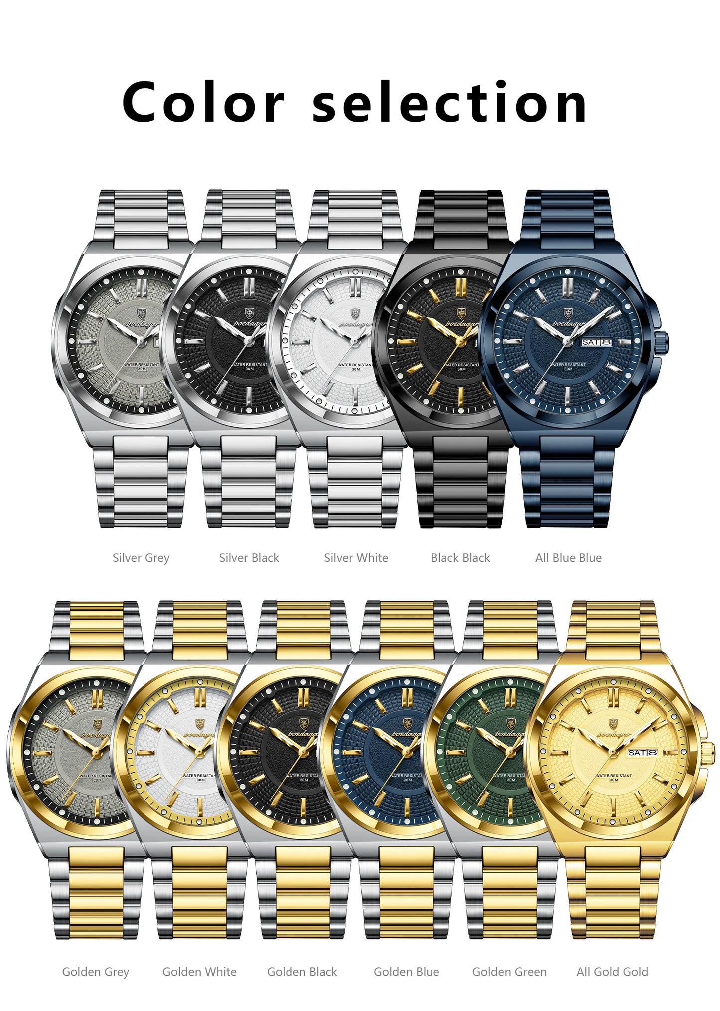 Premium Men's Chronograph Watch – Stainless Steel, Luminous, 3Bar Water‑Resistant