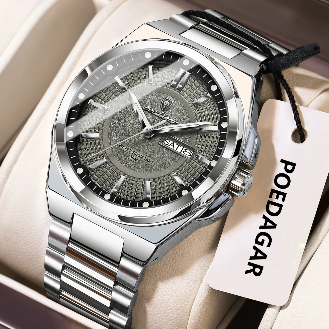 Premium Men's Chronograph Watch – Stainless Steel, Luminous, 3Bar Water‑Resistant