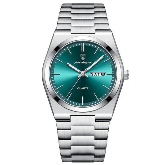 Minimalist Sport Watch – Full Calendar, Luminous Markers & Metal Strap
