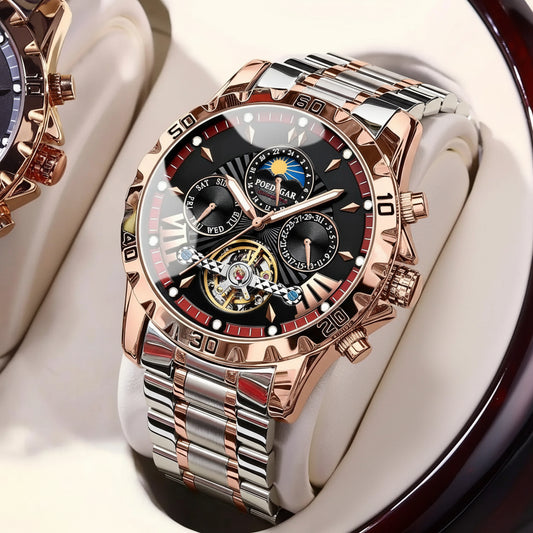 Automatic Skeleton Watch – Tourbillon Style with Full Calendar & Sapphire Crystal