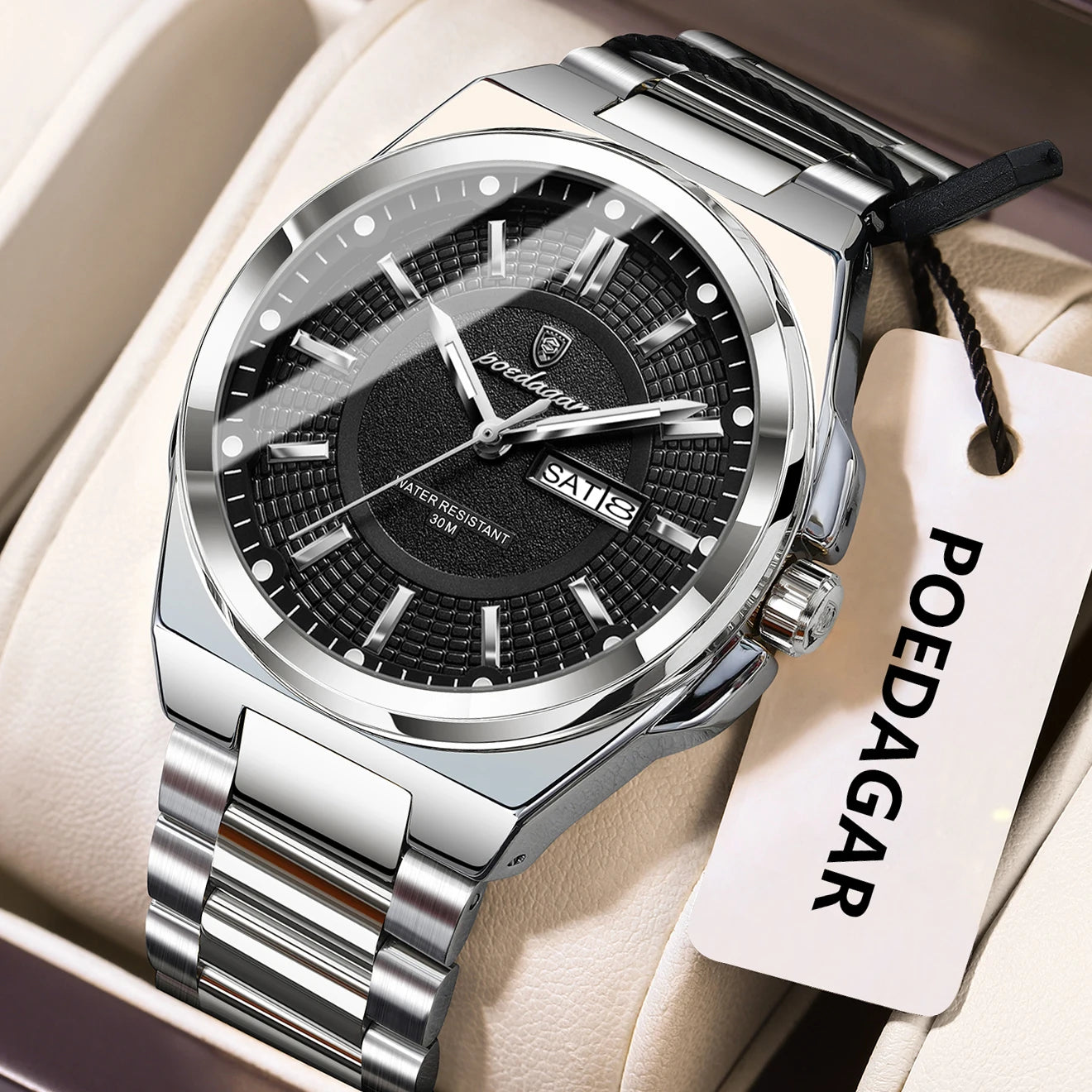 Premium Men's Chronograph Watch – Stainless Steel, Luminous, 3Bar Water‑Resistant