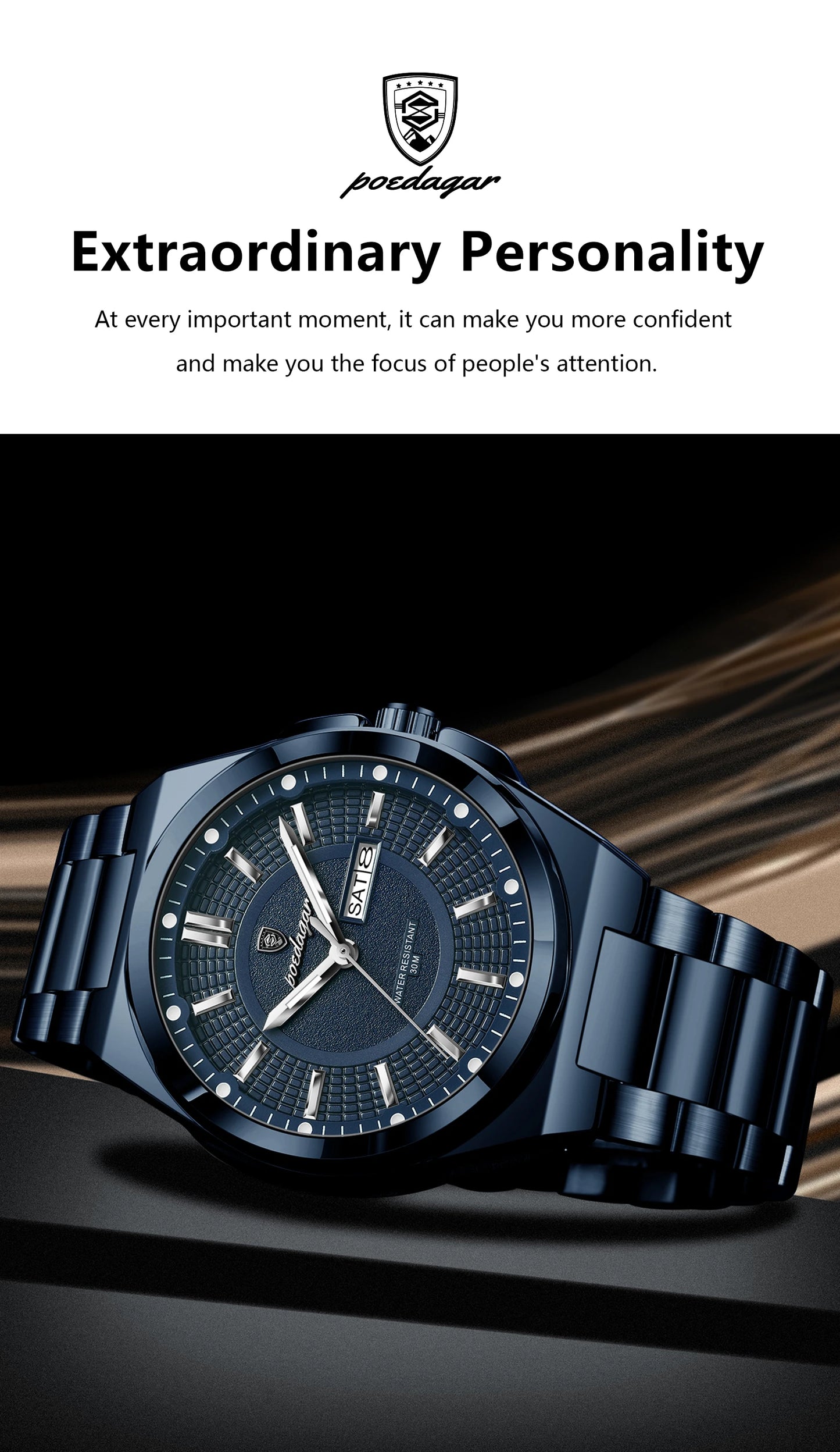 Premium Men's Chronograph Watch – Stainless Steel, Luminous, 3Bar Water‑Resistant