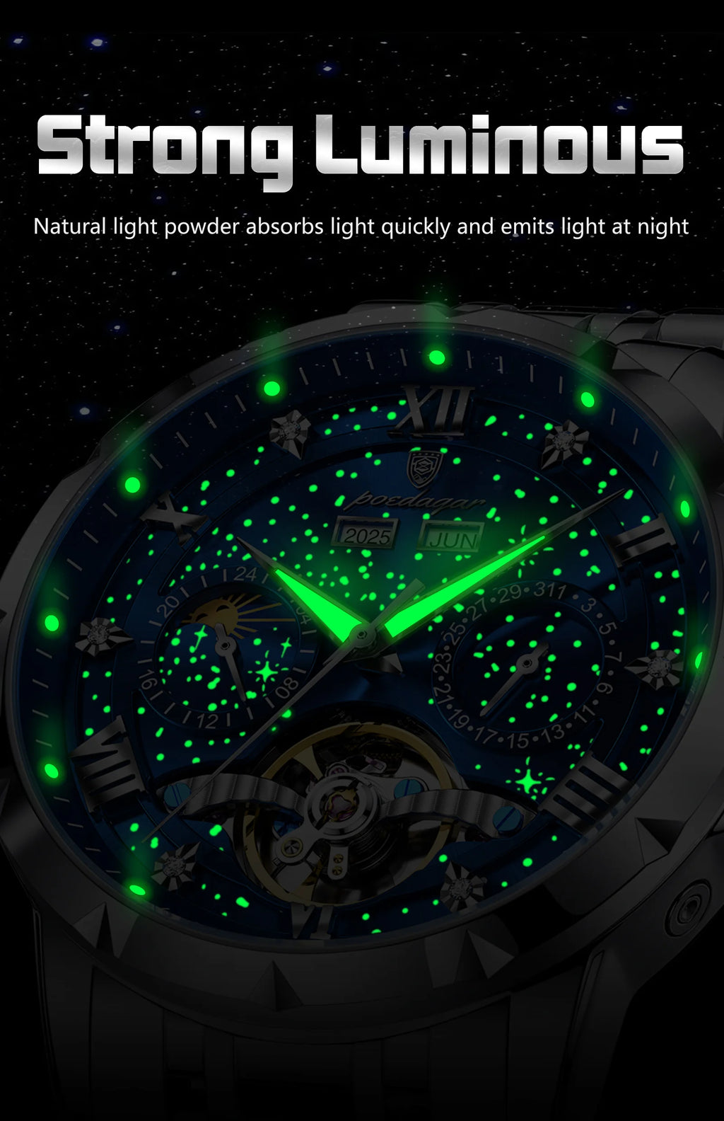 Automatic Skeleton Watch – Roman Numeral Dial with Tourbillon Style