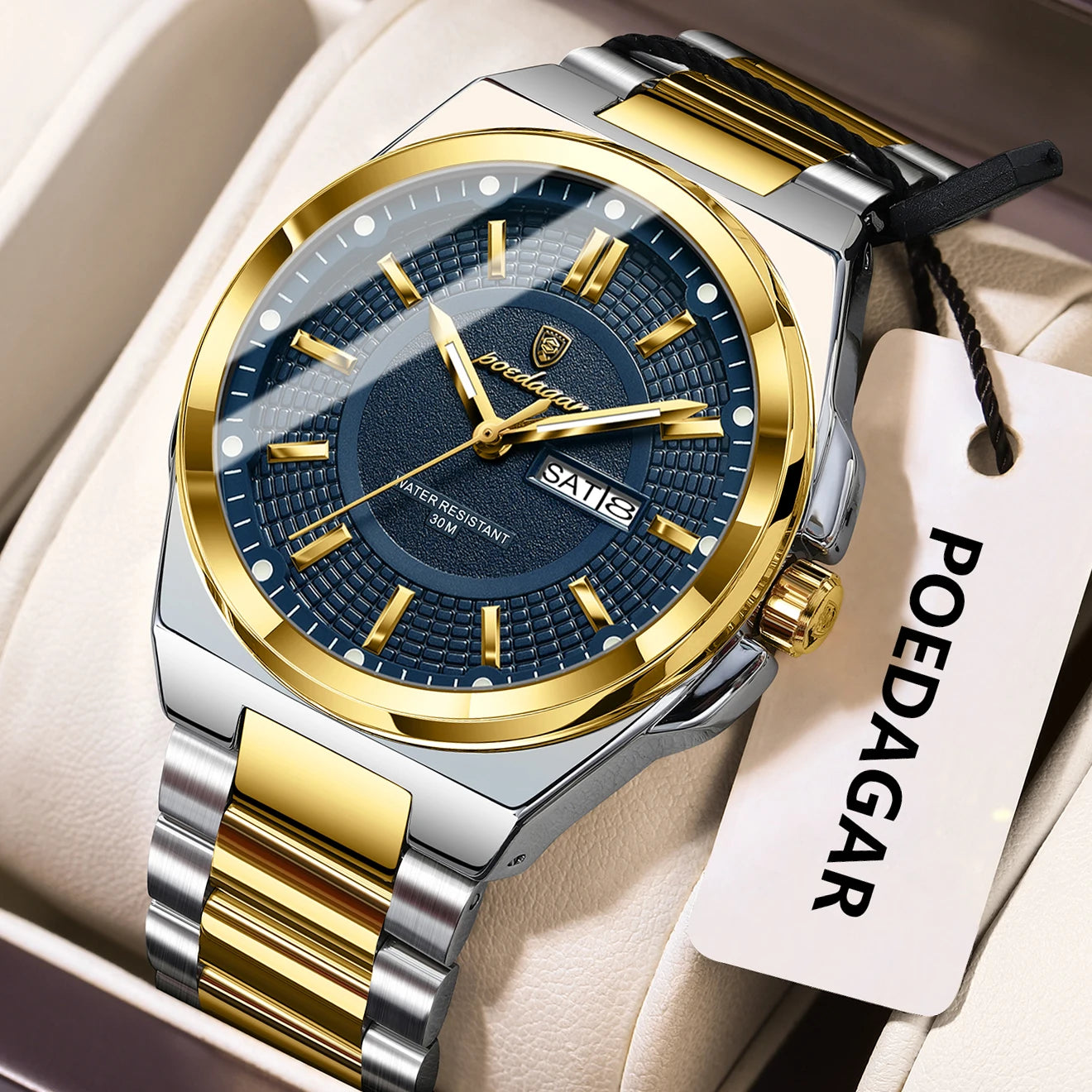 Premium Stainless Steel Chronograph – Day & Date, Luminous, Quartz